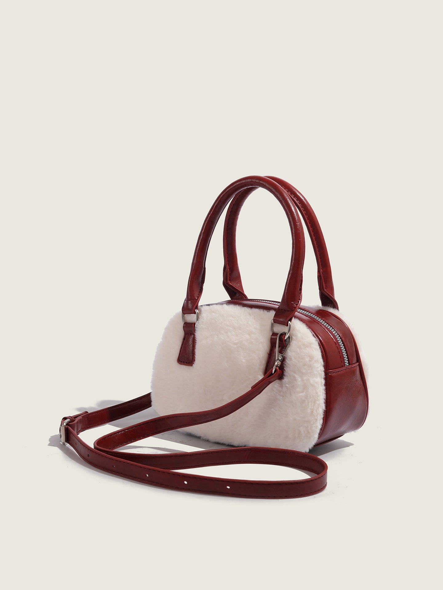 Red Solid Two Handles Sling Bag