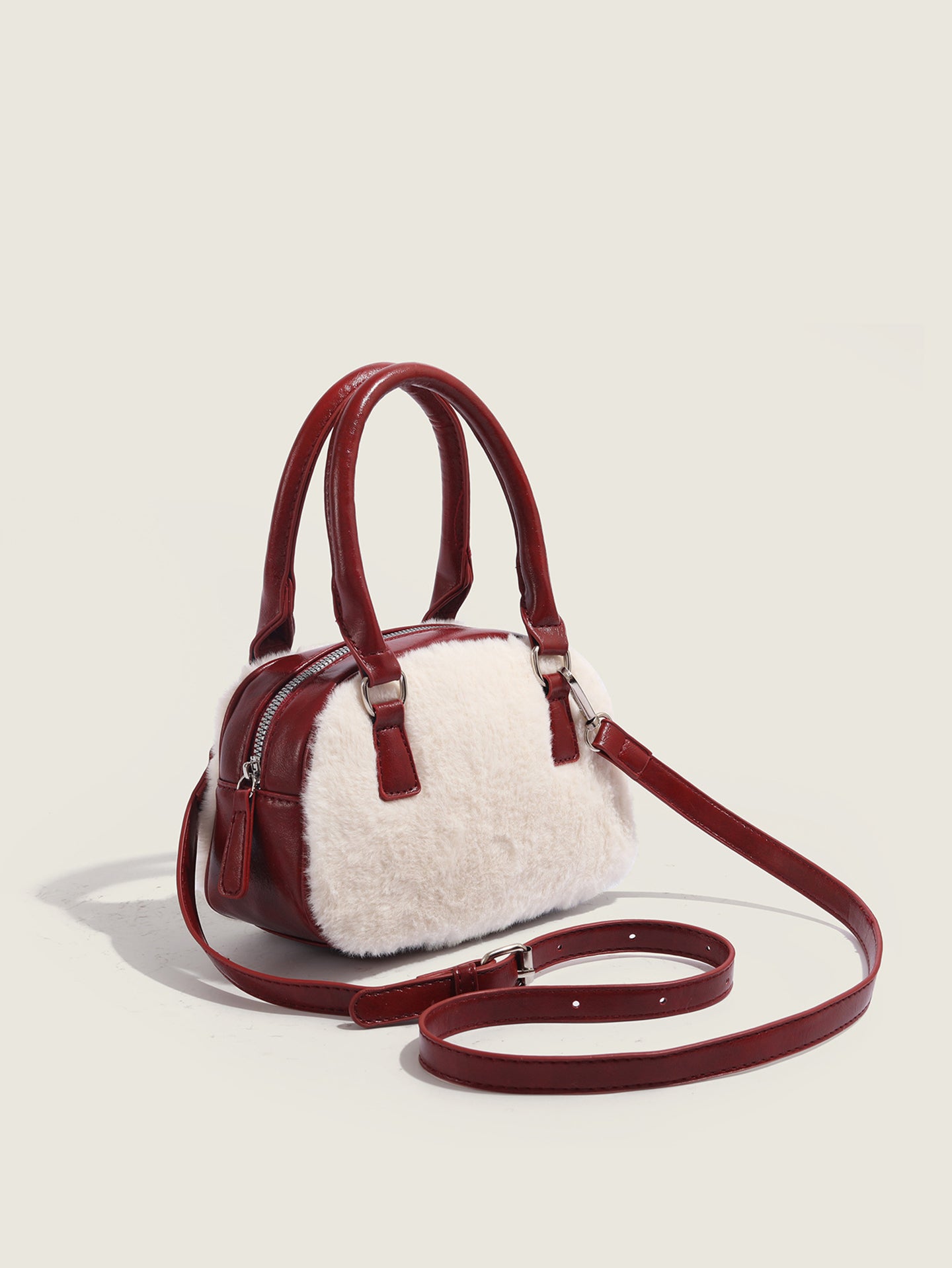 Red Solid Two Handles Sling Bag