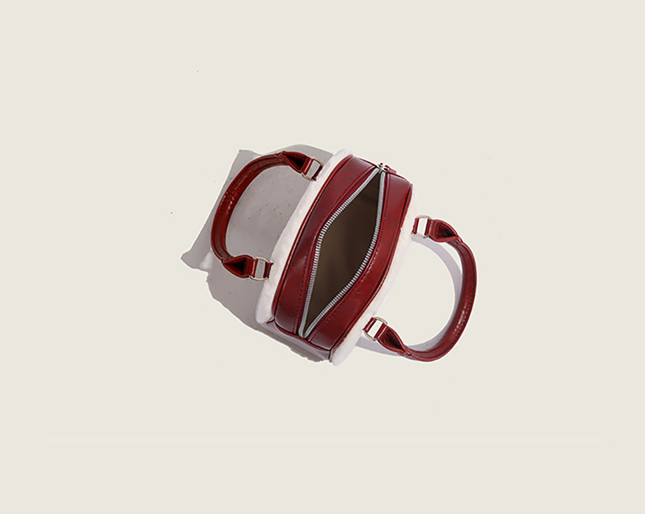 Red Solid Two Handles Sling Bag