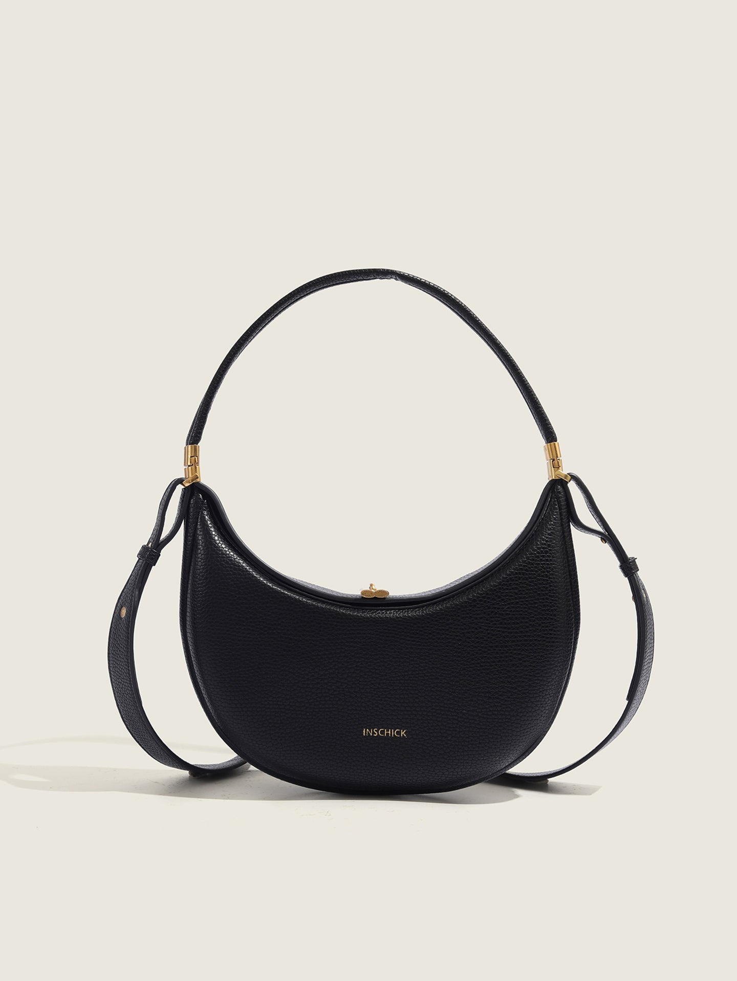 Black Solid One Handle Sling Bag
