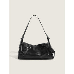Black Solid NA Shoulder Bag