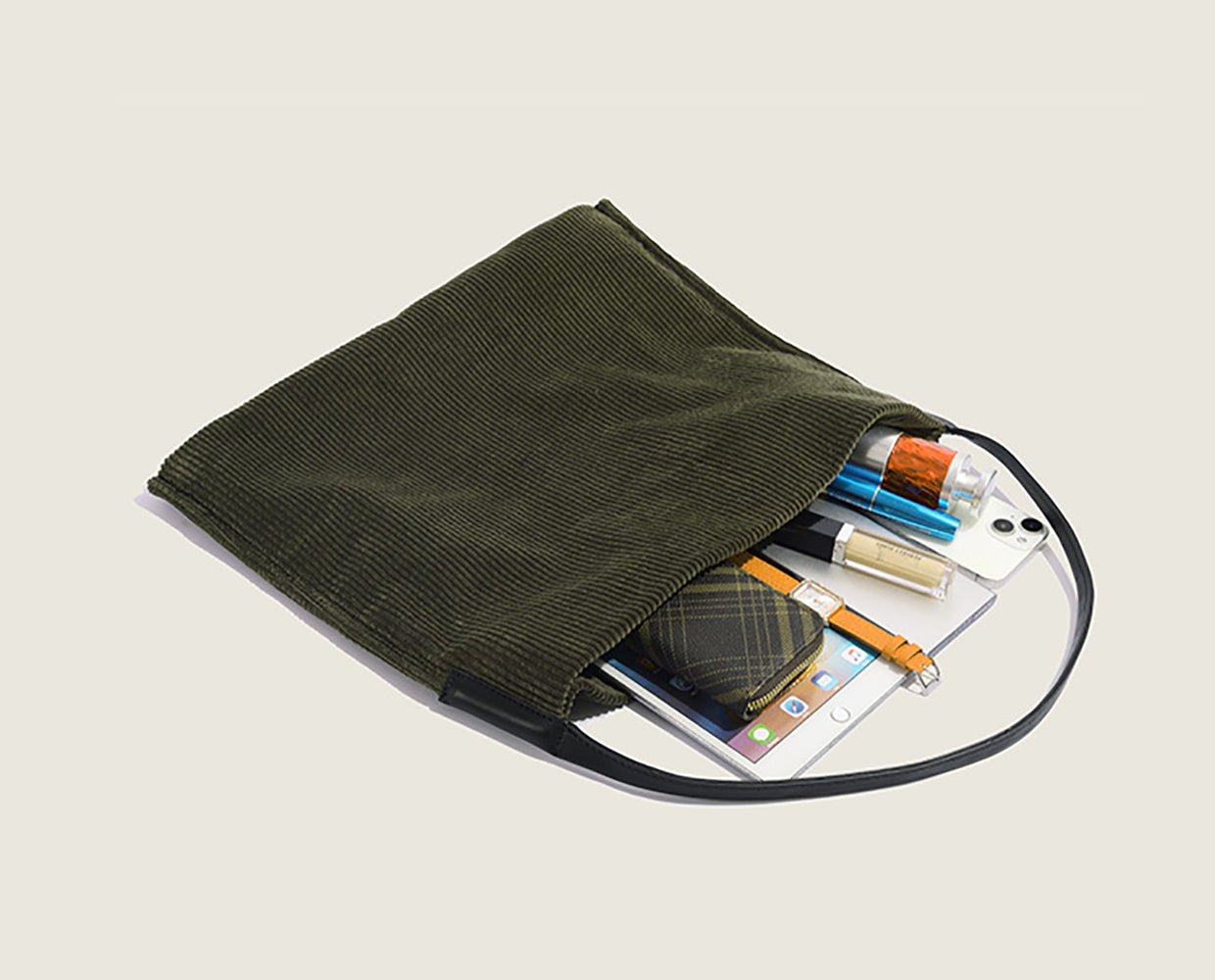 Green Solid One Handle Tote Bag