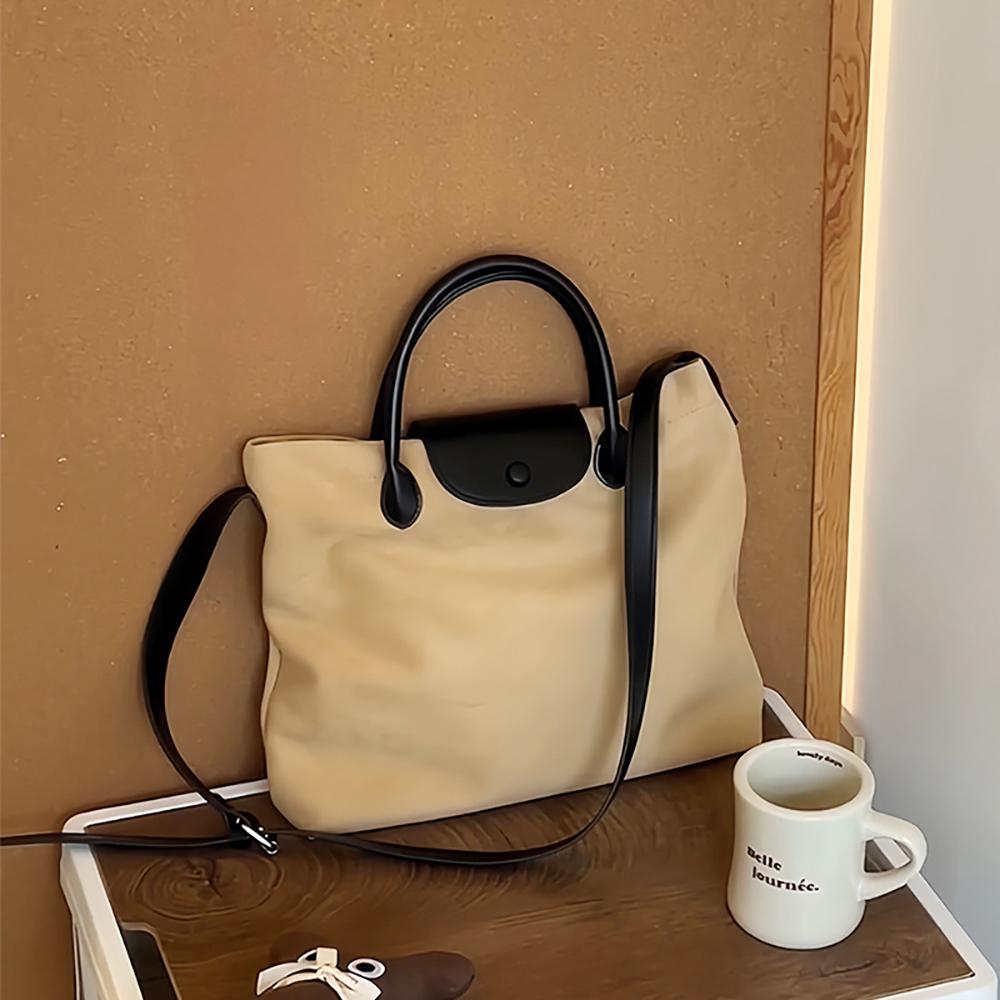 Brown Solid Two Handles Handheld Bag