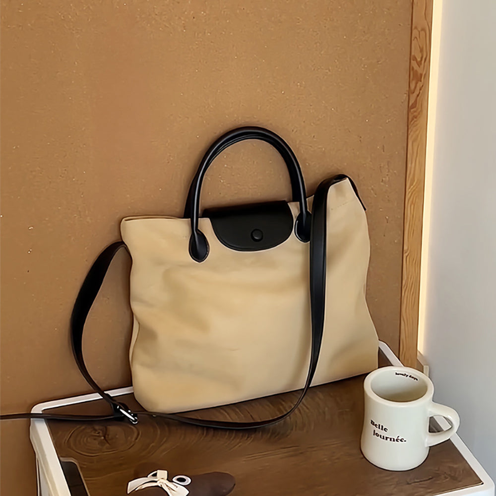 Brown Solid Two Handles Handheld Bag