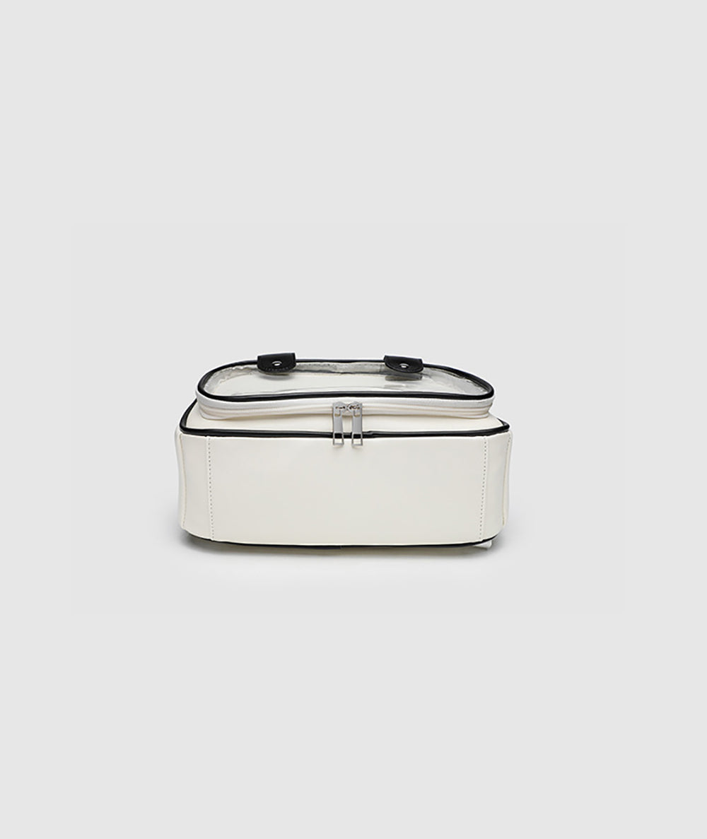 White Colourblocked Two Handles Shoulder Bag