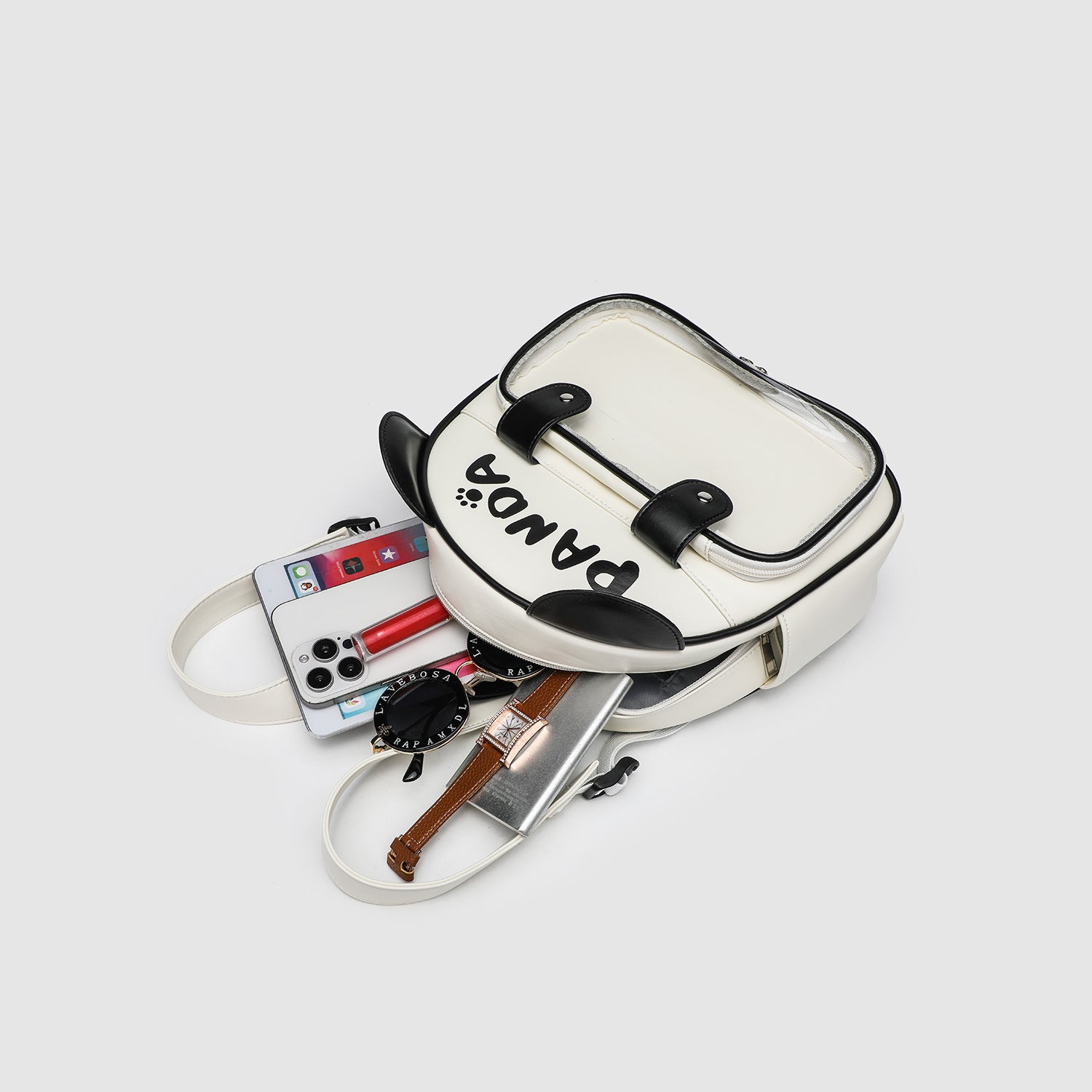 White Colourblocked Two Handles Shoulder Bag
