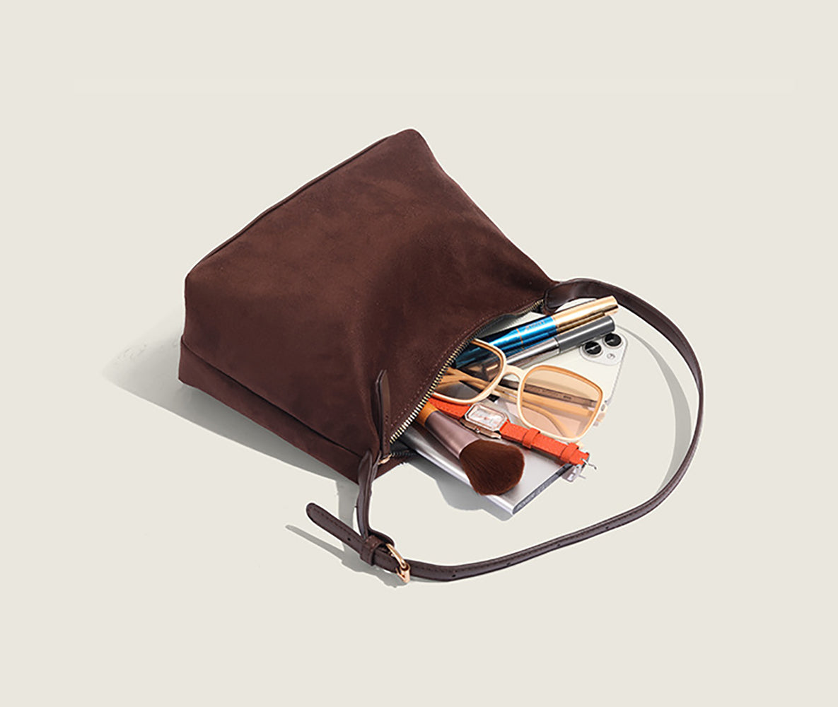 Dark Brown Solid One Handle Sling Bag