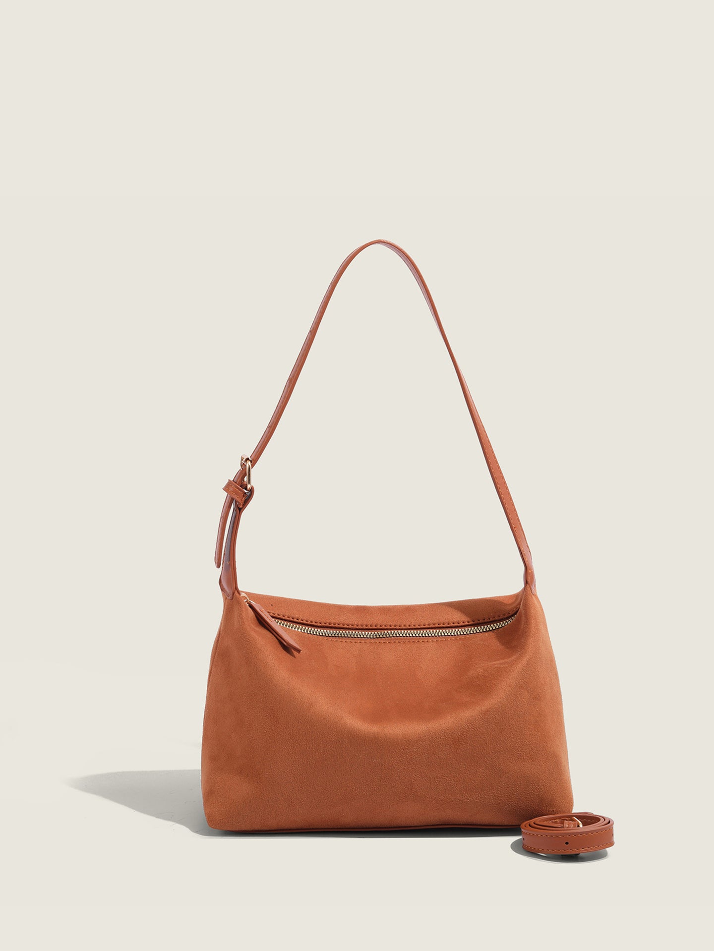 Light Brown Solid One Handle Sling Bag