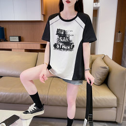 Women Typography Printed Round Neck Cotton Top