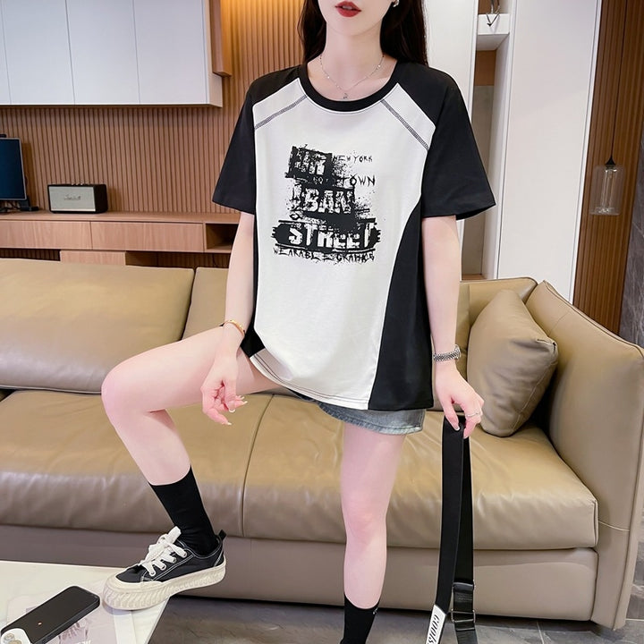 Women Typography Printed Round Neck Cotton Top