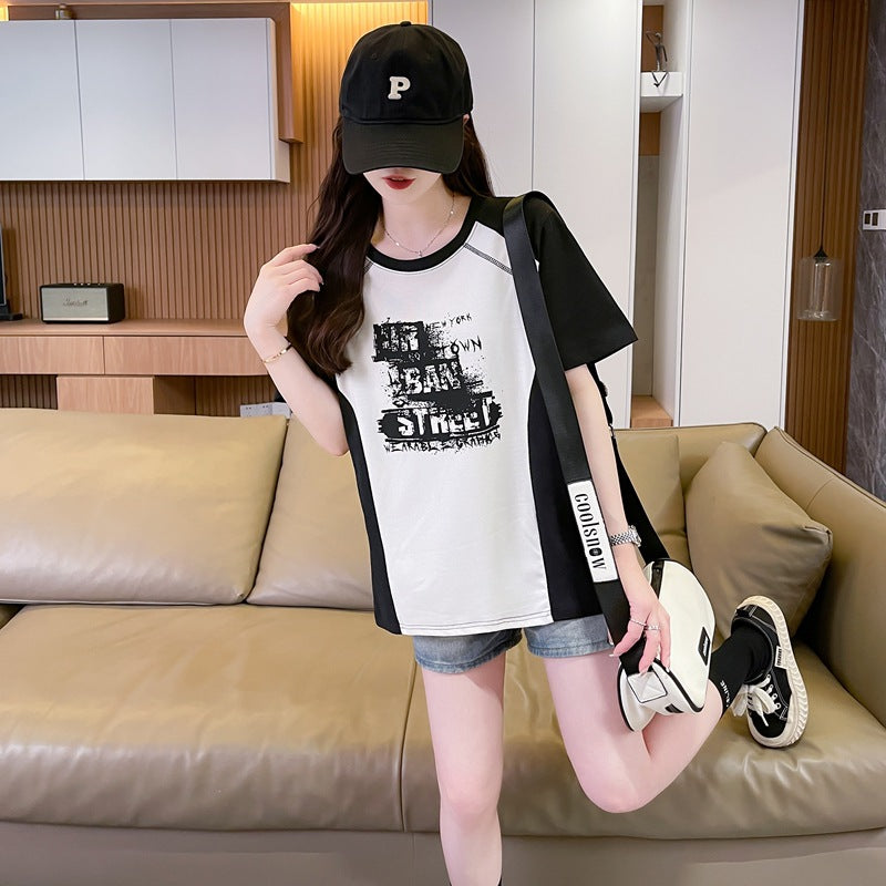 Women Typography Printed Round Neck Cotton Top
