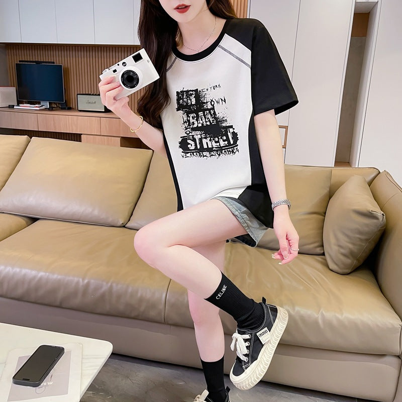 Women Typography Printed Round Neck Cotton Top