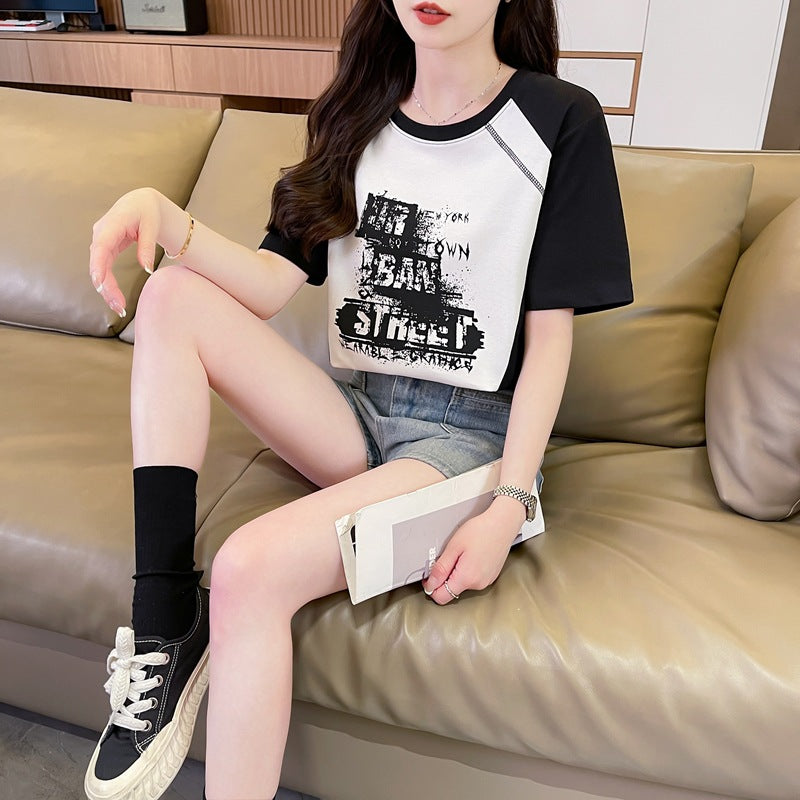 Women Typography Printed Round Neck Cotton Top