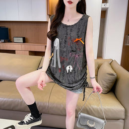 Women Self Design Lace-Up Sleeveless Top