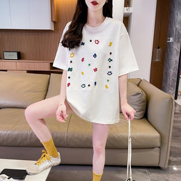 Women Conversational Print Round Neck Cotton Top