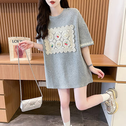 Women Solid Round Neck Cotton Oversized T-shirt