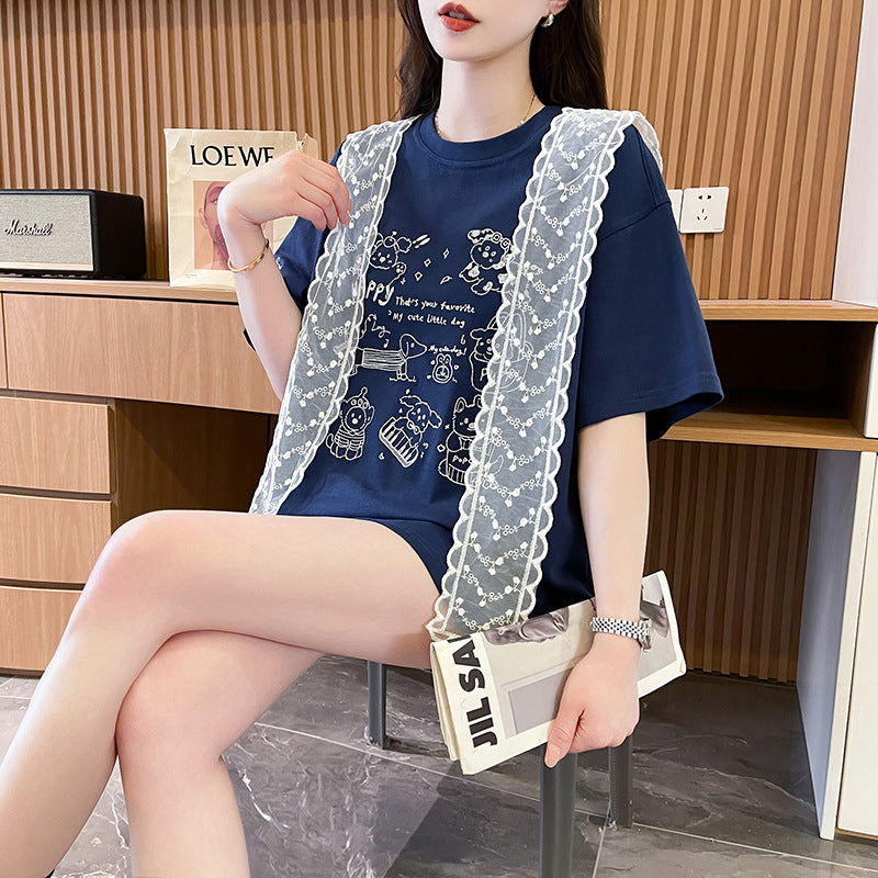 Women Graphic Printed Round Neck Cotton Oversized T-shirt