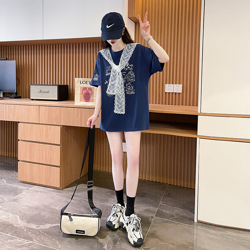 Women Graphic Printed Round Neck Cotton Oversized T-shirt
