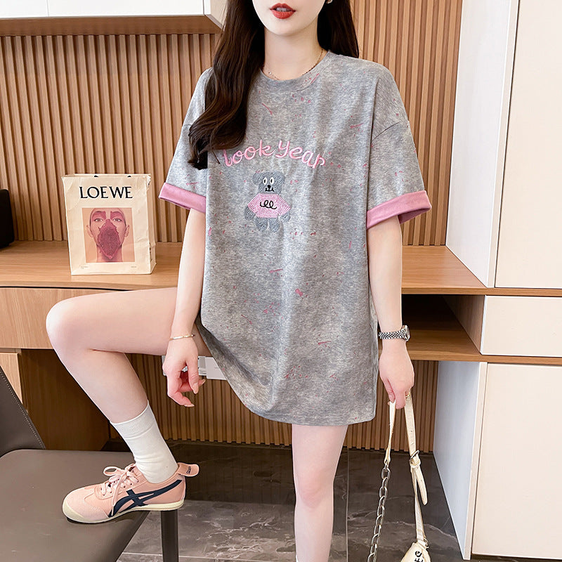 Women Graphic Printed Round Neck Cotton Oversized T-shirt
