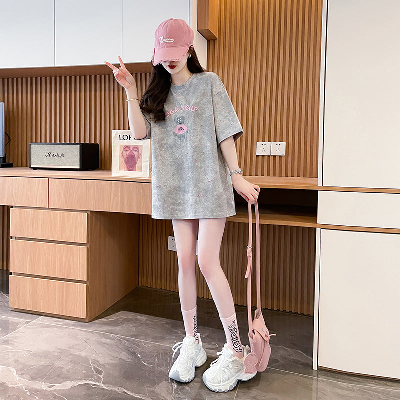 Women Graphic Printed Round Neck Cotton Oversized T-shirt