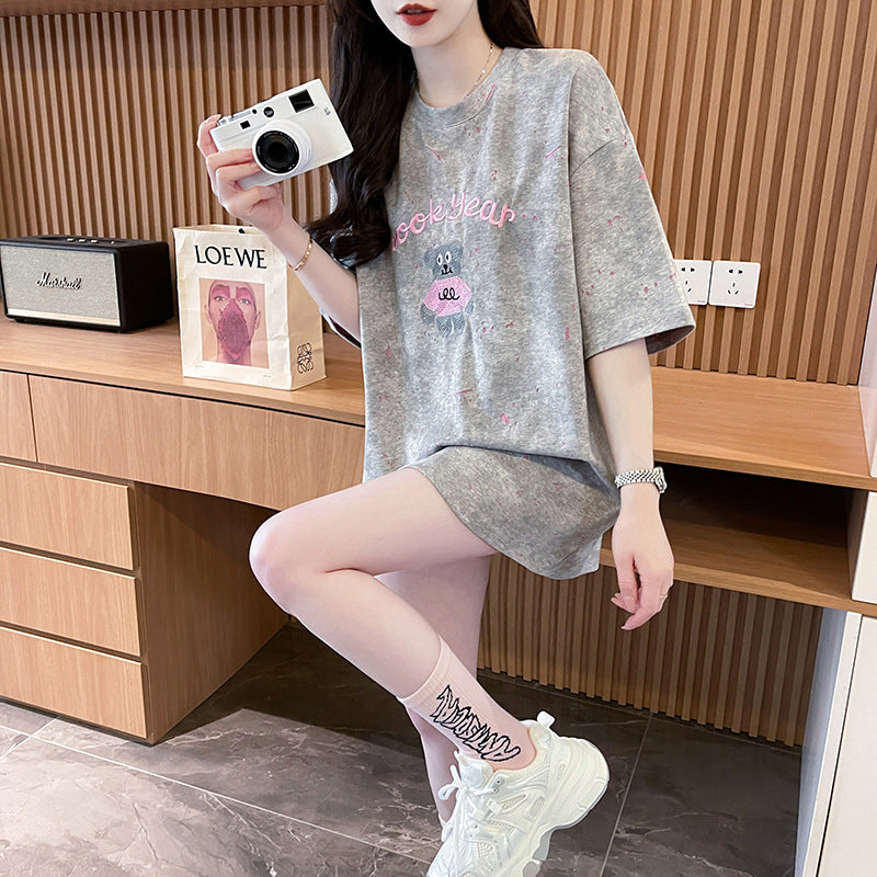Women Graphic Printed Round Neck Cotton Oversized T-shirt