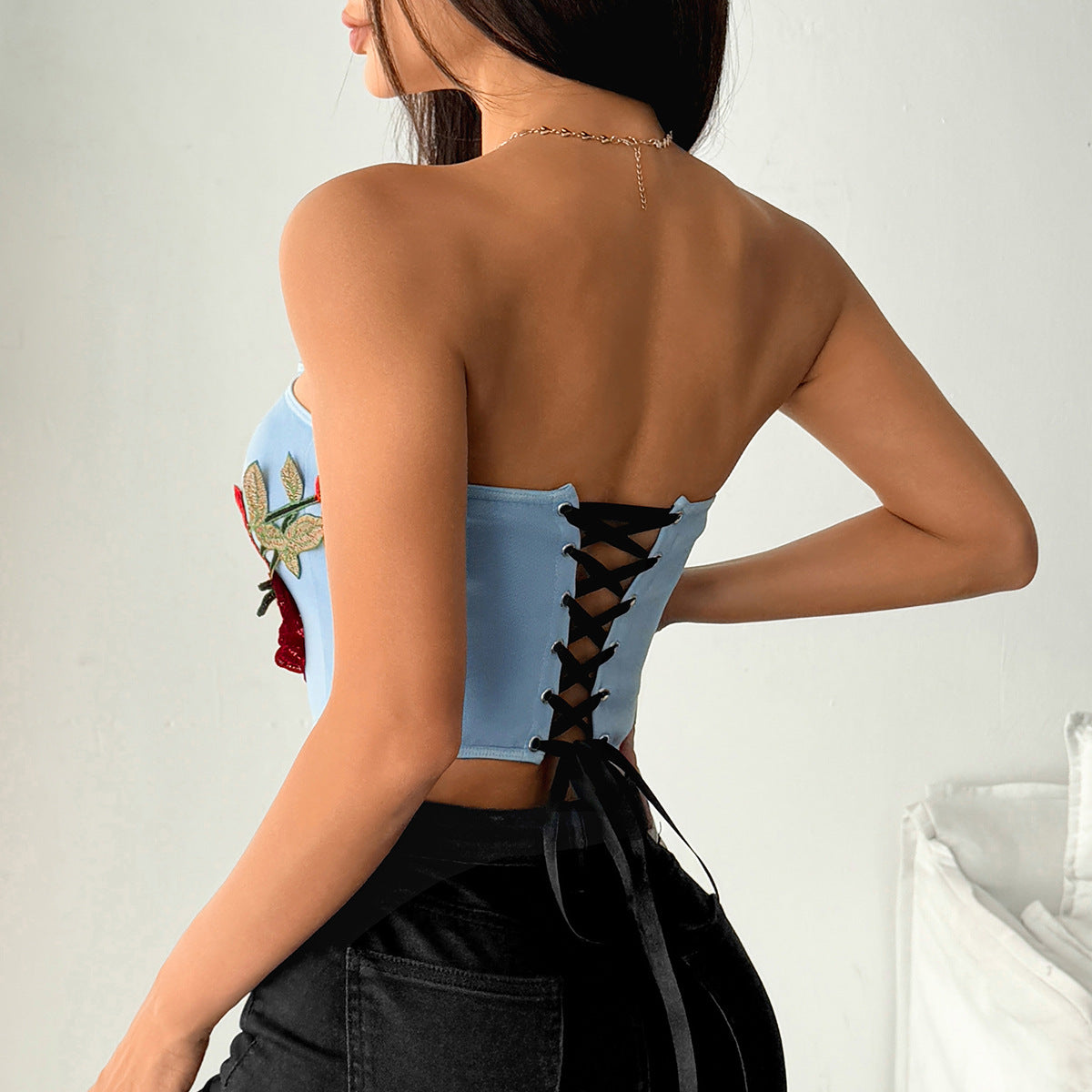 Women Strapless Corset Crop Top