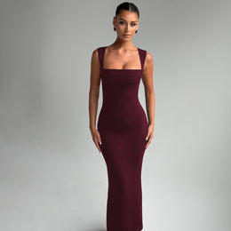 Women Choker Neck Bodycon Maxi Dress