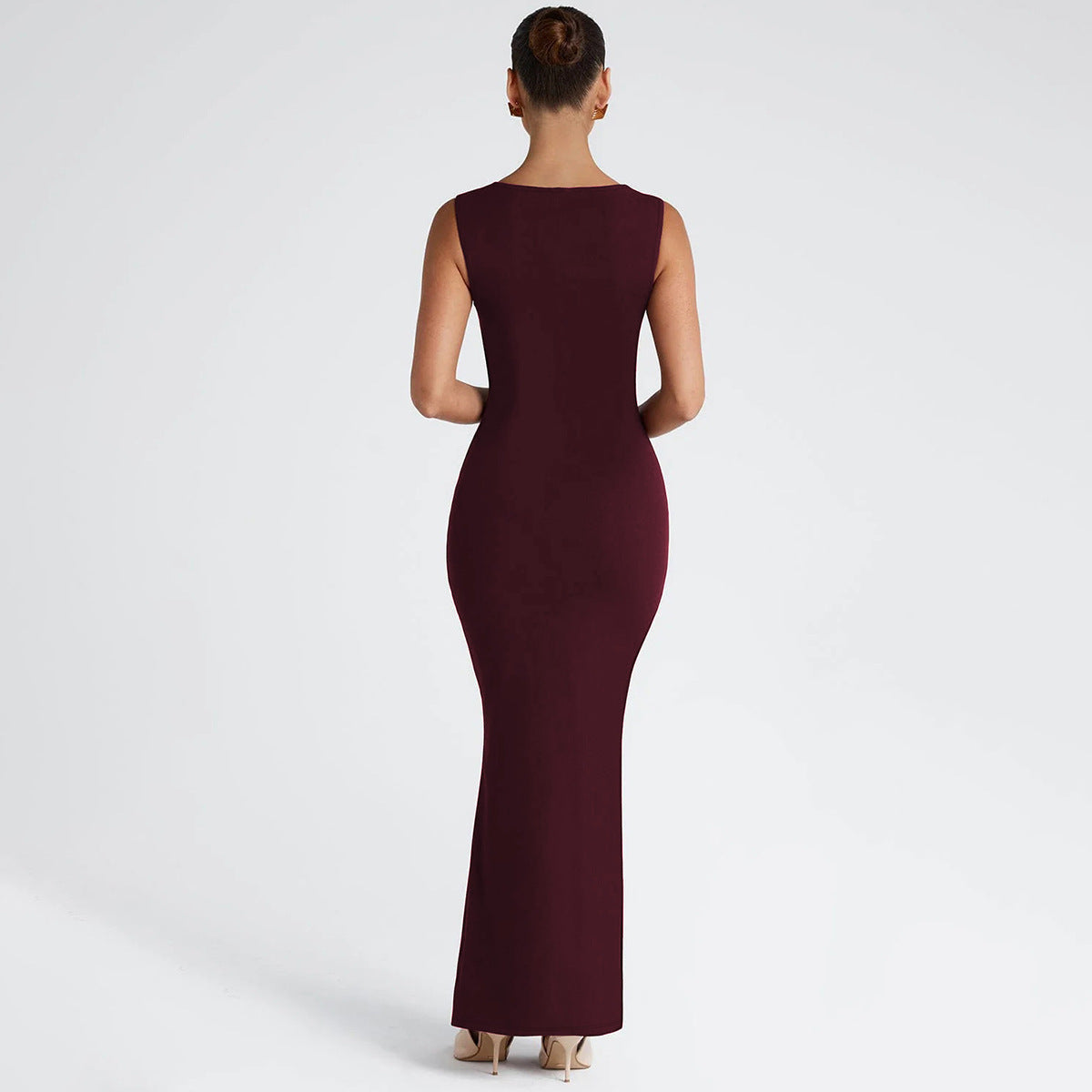 Women Choker Neck Bodycon Maxi Dress