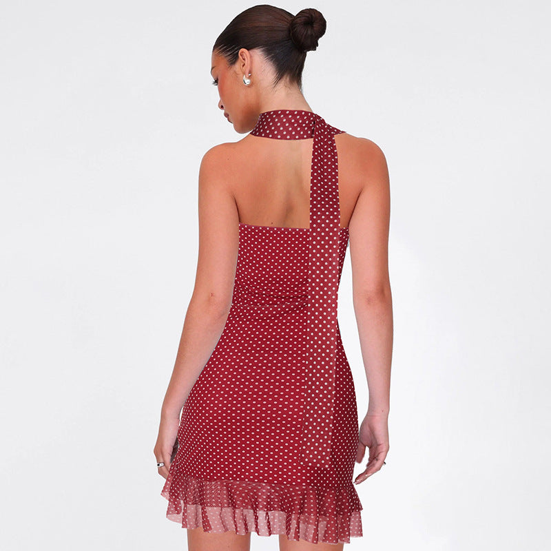 Polka Dot Printed Bodycon Mini Dress