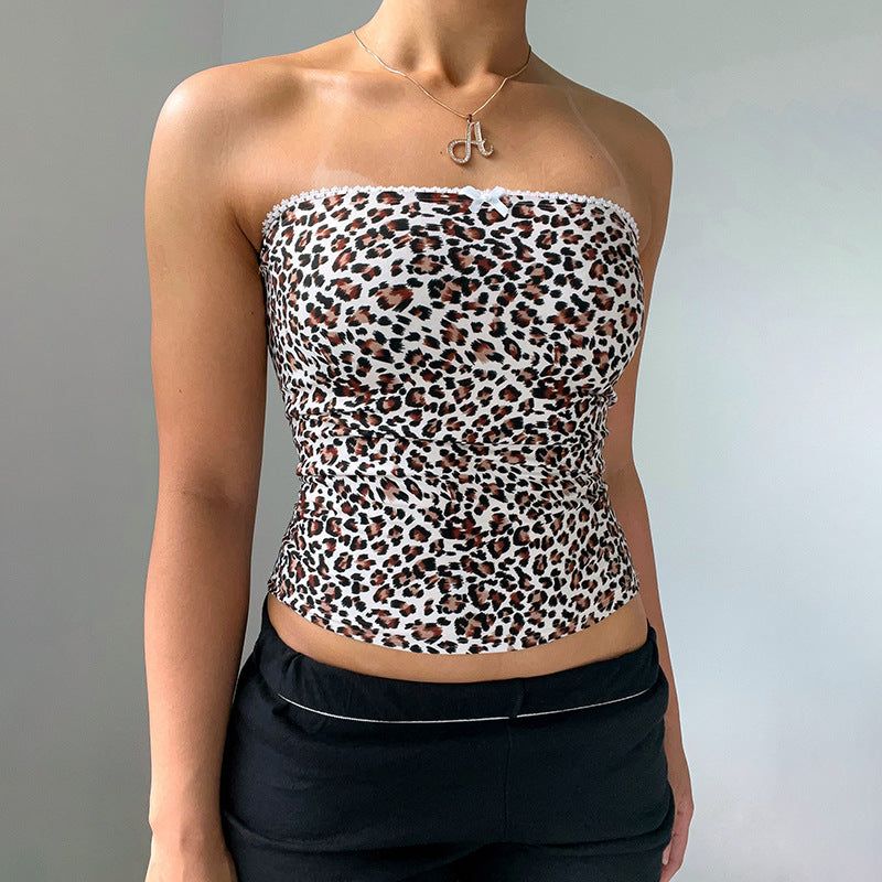 Animal Printed Bardot Crop Top