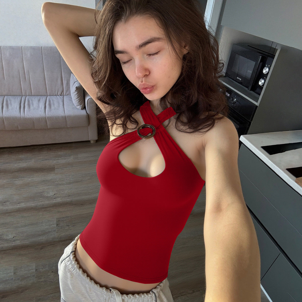 Women Halter Neck Crop Top