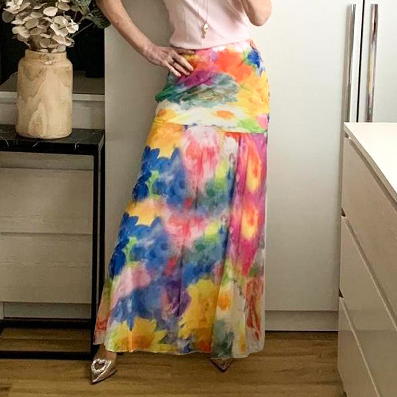 Printed A-Line Maxi Skirt