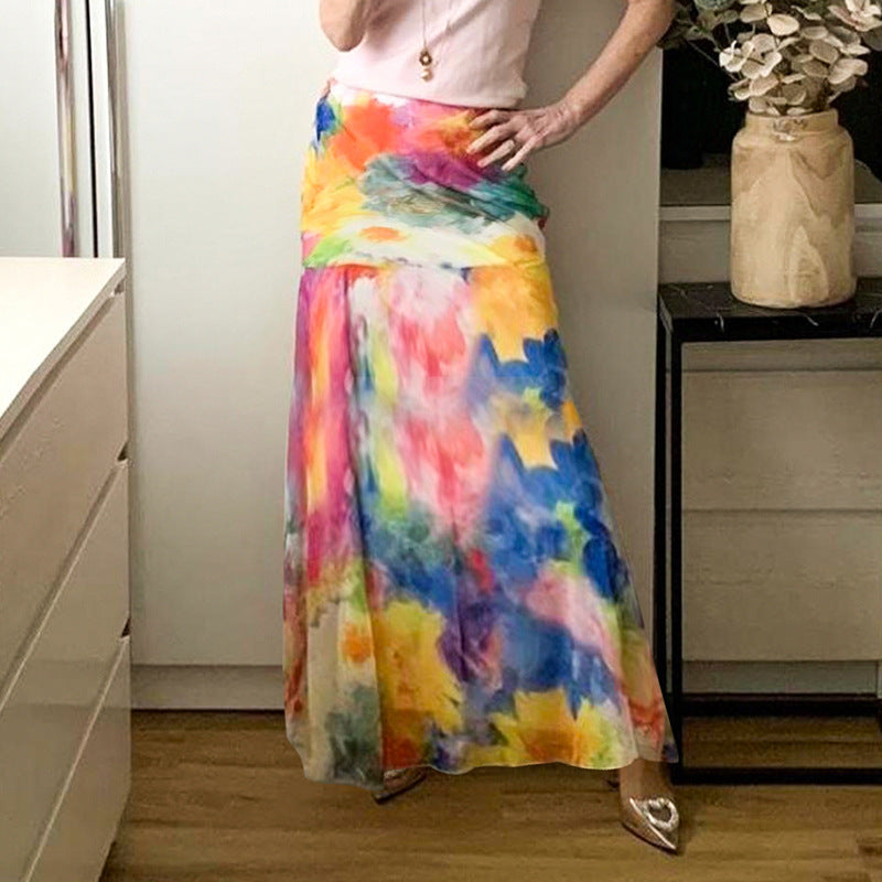 Printed A-Line Maxi Skirt
