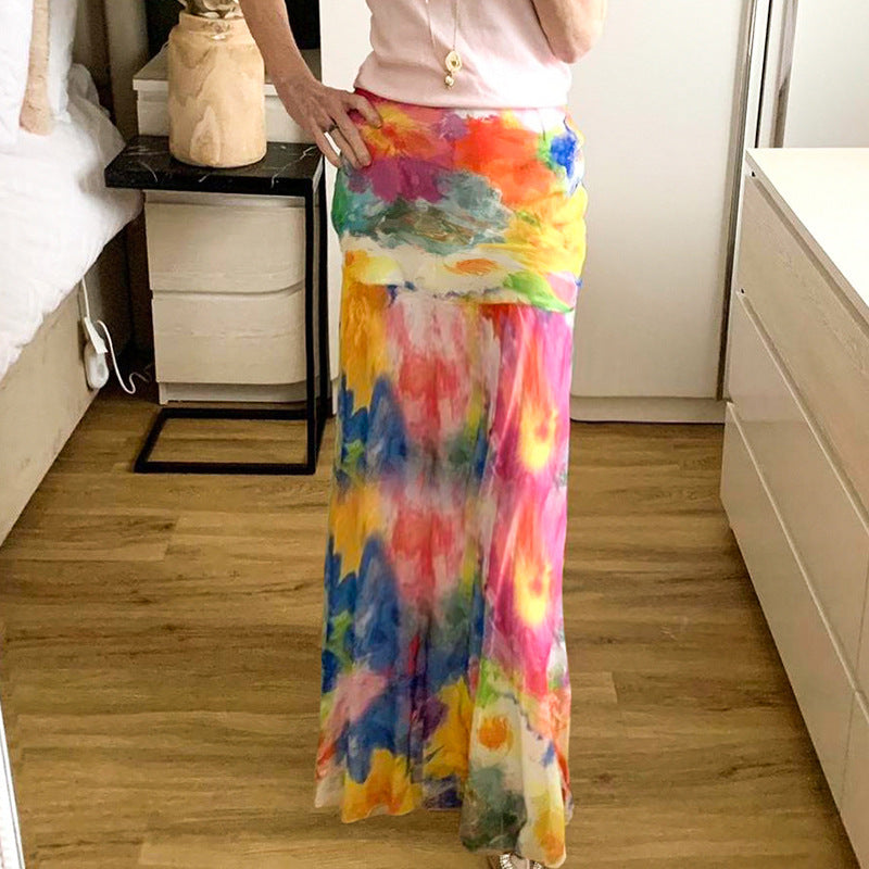 Printed A-Line Maxi Skirt