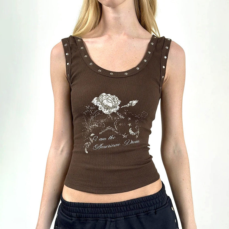 Women Floral Print Round Neck Fitted Crop Top