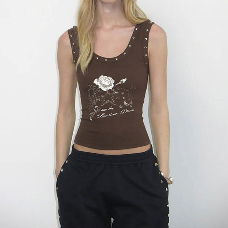 Women Floral Print Round Neck Fitted Crop Top