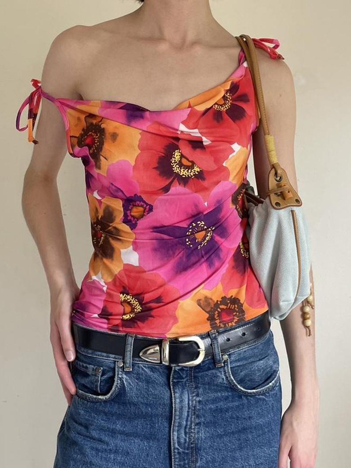 Women Floral Printed Crop Fitted Top