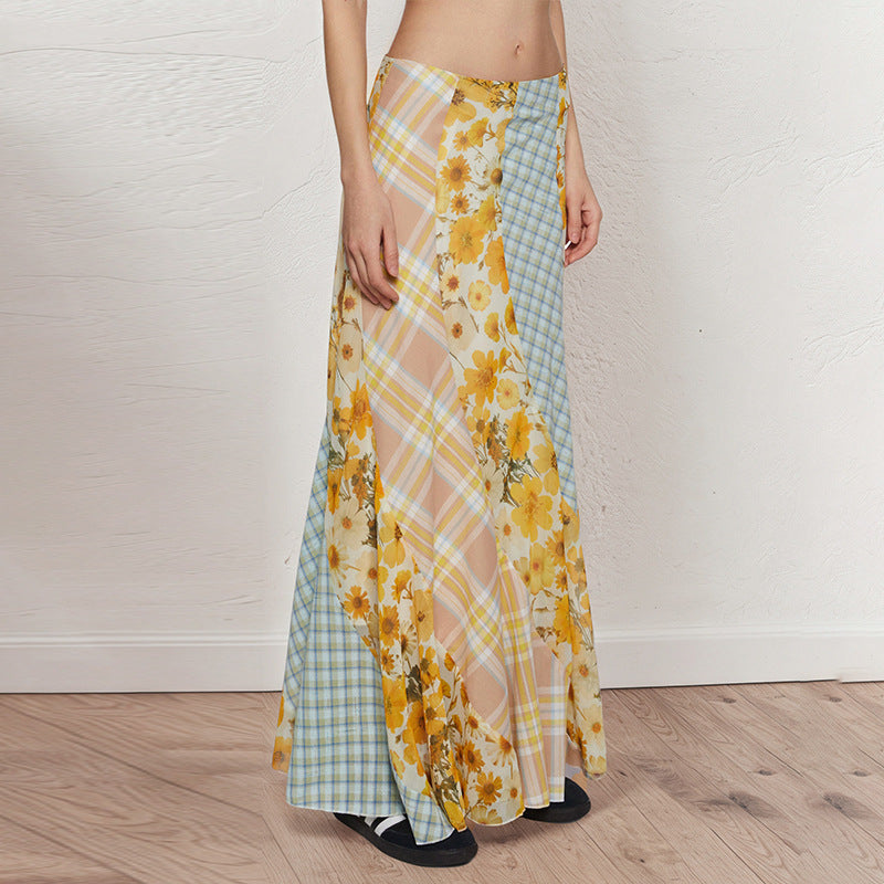 Printed A-Line Maxi Skirt