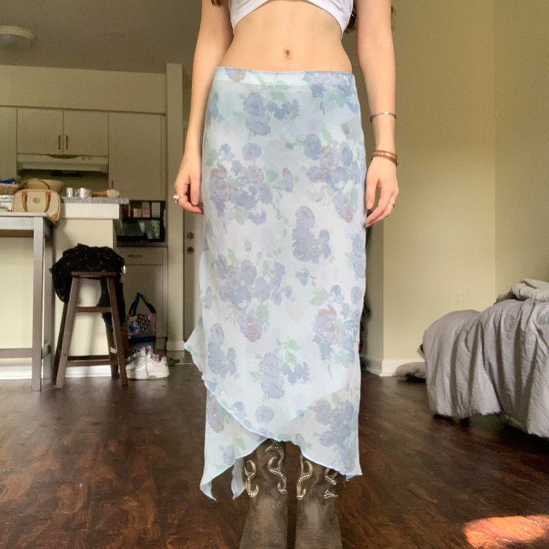 Printed A-Line Midi Skirt