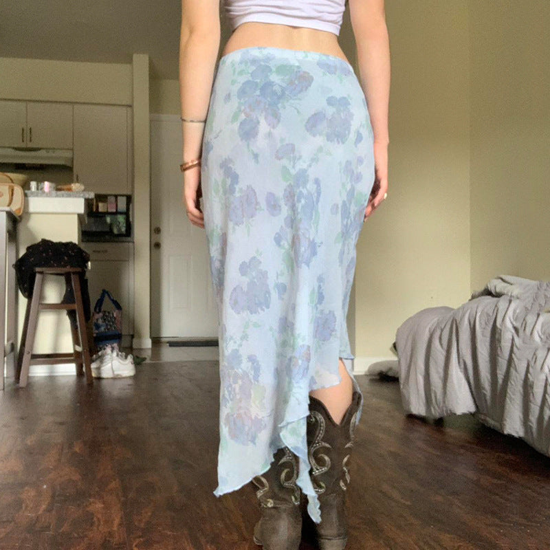 Printed A-Line Midi Skirt