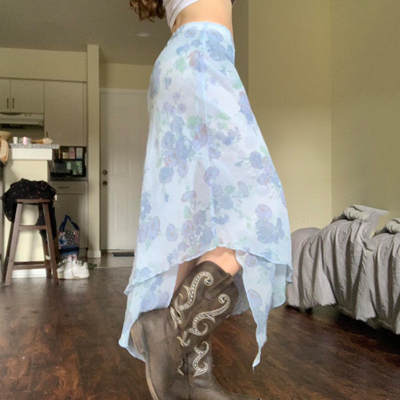 Printed A-Line Midi Skirt