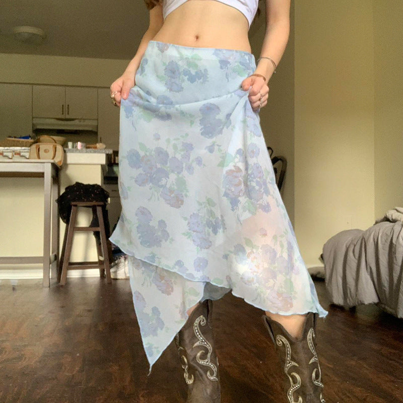 Printed A-Line Midi Skirt