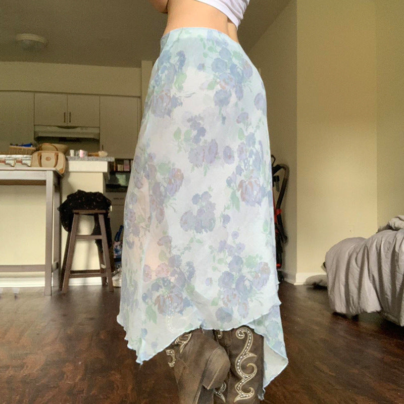 Printed A-Line Midi Skirt