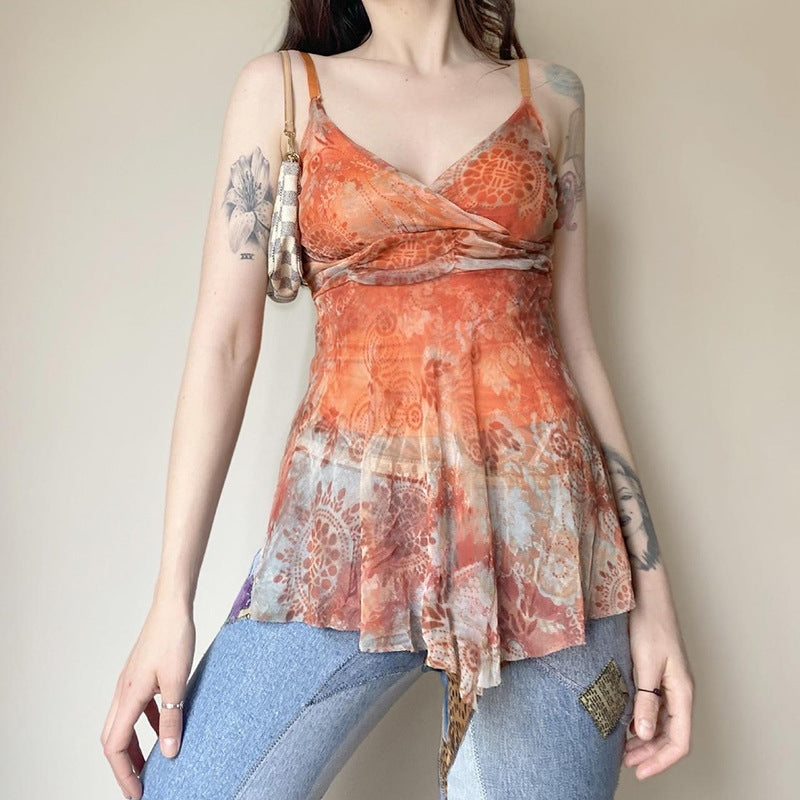 Women Ethnic Motifs Printed Ruffles Peplum Top