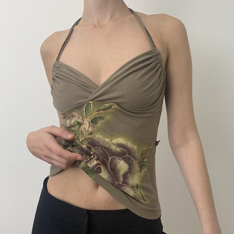 Women Floral Printed Halter Neck Top