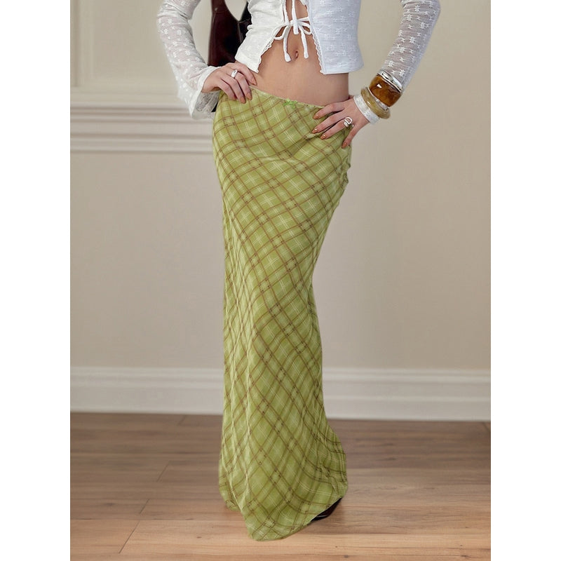 Checked A-Line Maxi Skirt