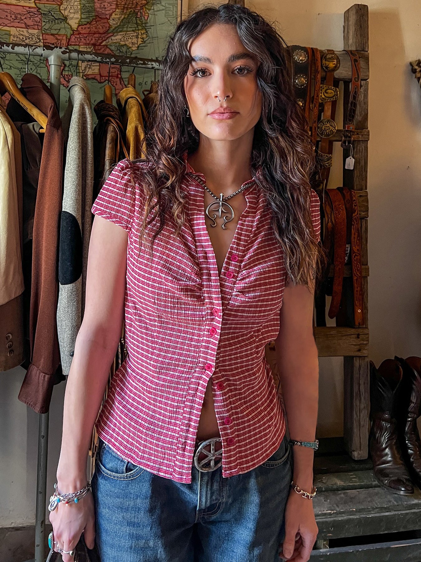Women Striped Shirt Style Top