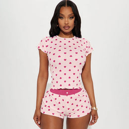 Heart Printed T-shirt With Shorts