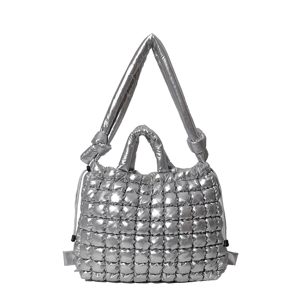 Silver Solid Swagger Shoulder Bag