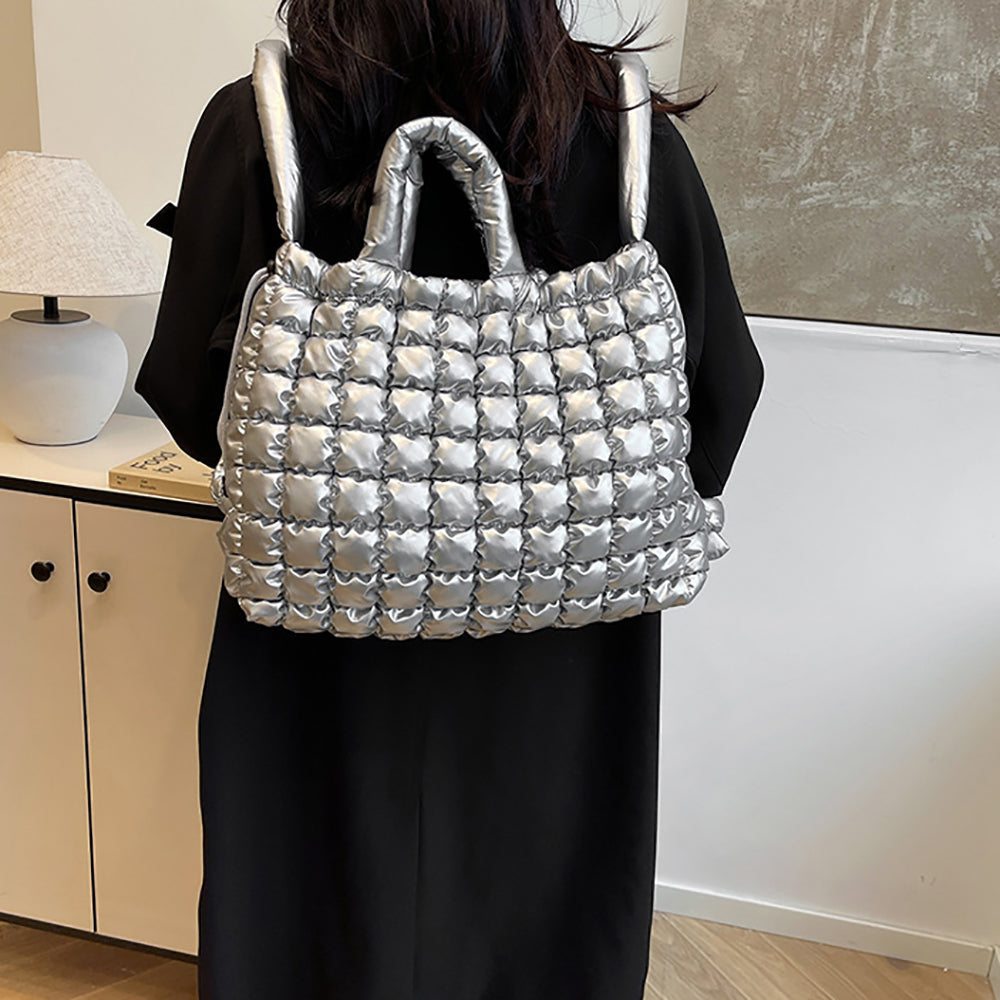 Silver Solid Swagger Shoulder Bag